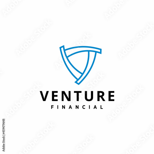 Illustration abstract triangle like V sign logo design vector