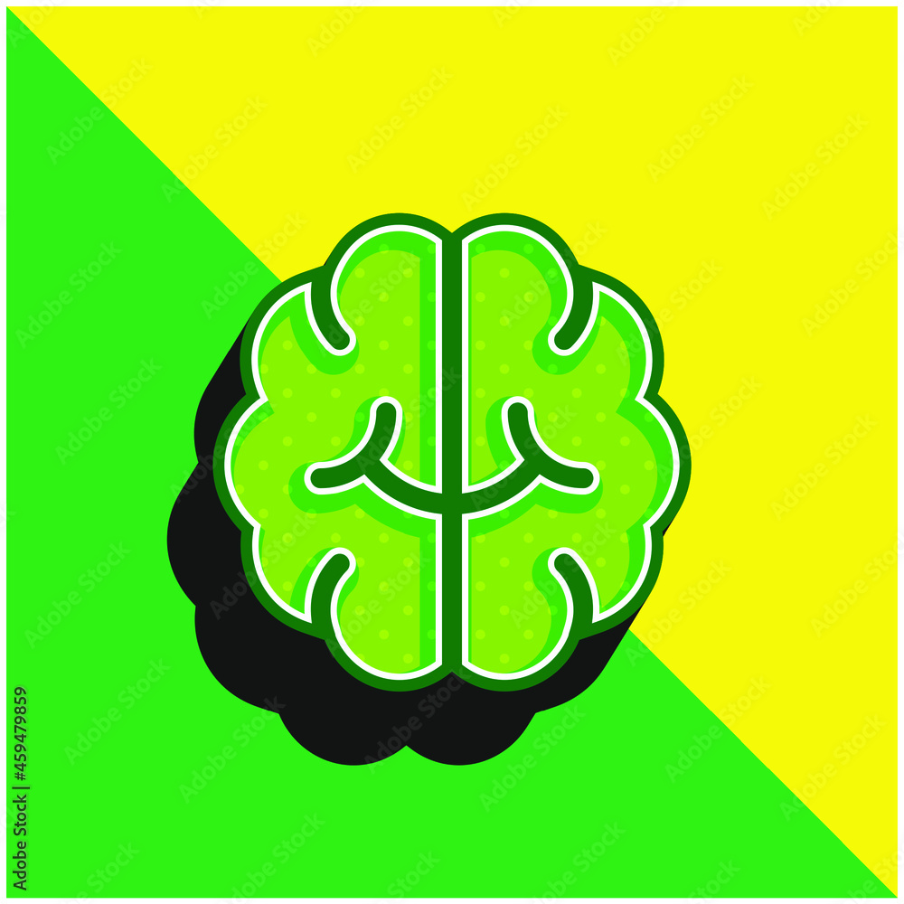Brain Green and yellow modern 3d vector icon logo Brain Green and yellow modern 3d vector icon logo