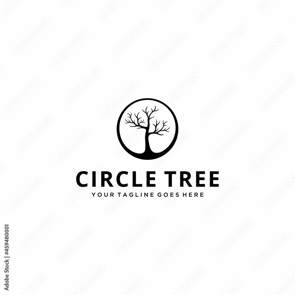 Creative illustration circle Tree nature logo design sign vector template icon