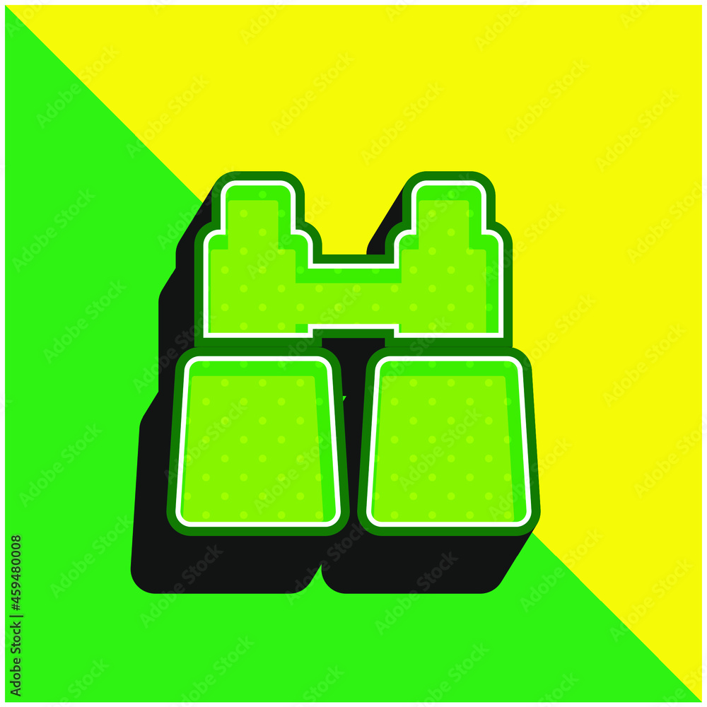 Binoculars Green and yellow modern 3d vector icon logo Binoculars Green and yellow modern 3d vector icon logo