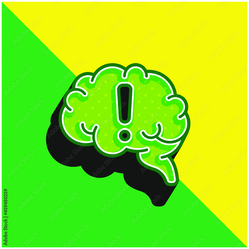Brain Green and yellow modern 3d vector icon logo Brain Green and yellow modern 3d vector icon logo
