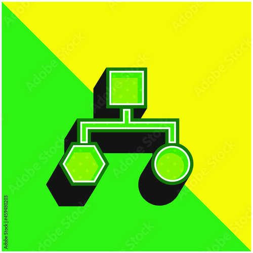 Block Schemes Of Black Shapes Green and yellow modern 3d vector icon logo