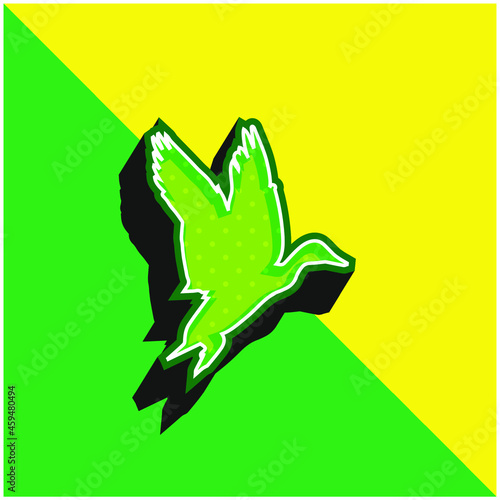 Bird Waterfowl Shape Green and yellow modern 3d vector icon logo