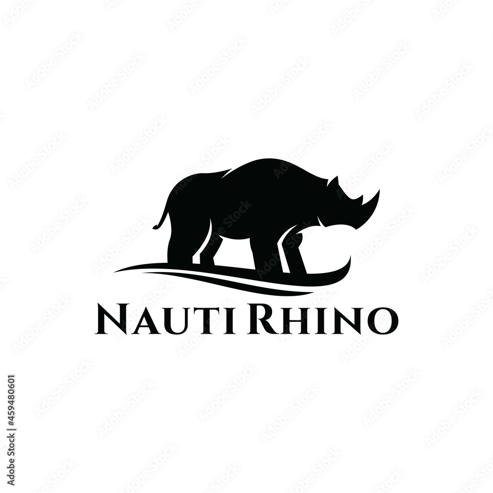 Obraz premium nauty rhino logo design creative
