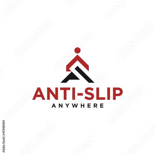 warning ! anti - slip anywhere logo design
