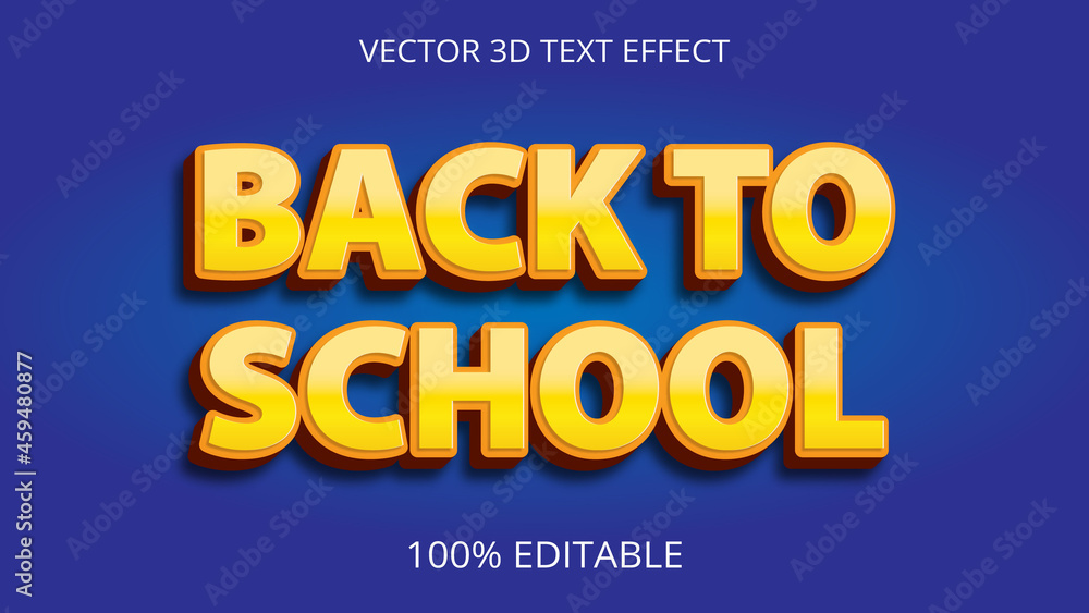 Back to  school 3d text effect creative 