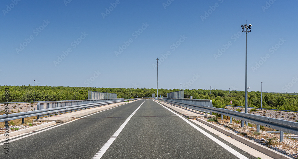 Highway empty bridge on the road, Croatia.