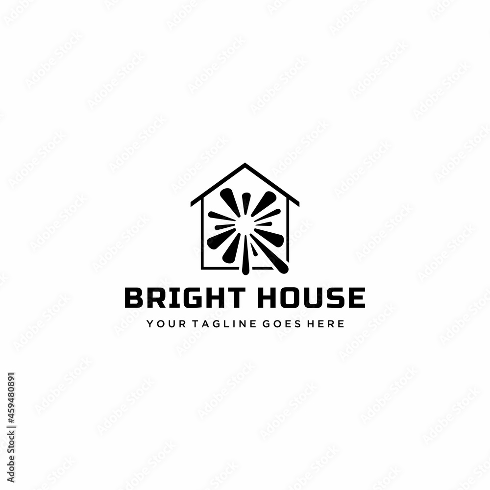 Creative modern minimalist bright star house sign logo design template 