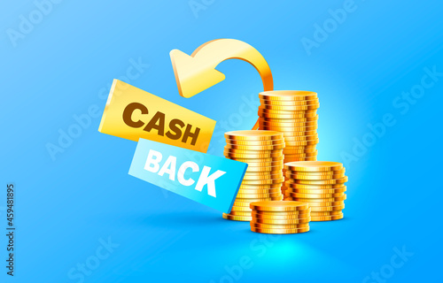 Cash back service, financial payment label. Vector