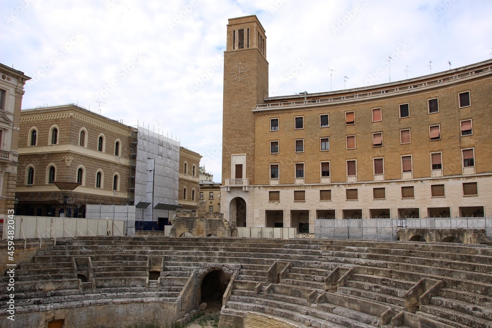 Italy, Salento : Foreshortening of Roman Amphitheater in Lecce.