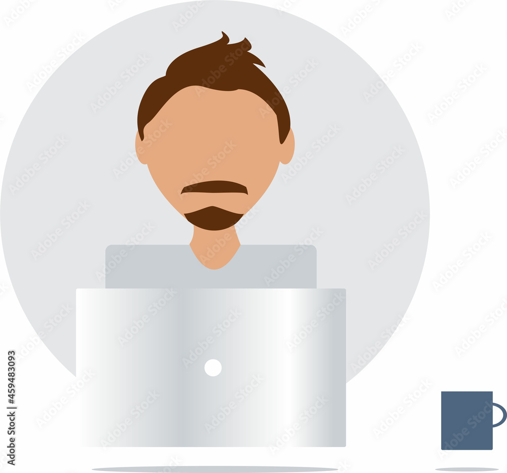 Employee with Laptop and coffee Employee with Laptop and coffee