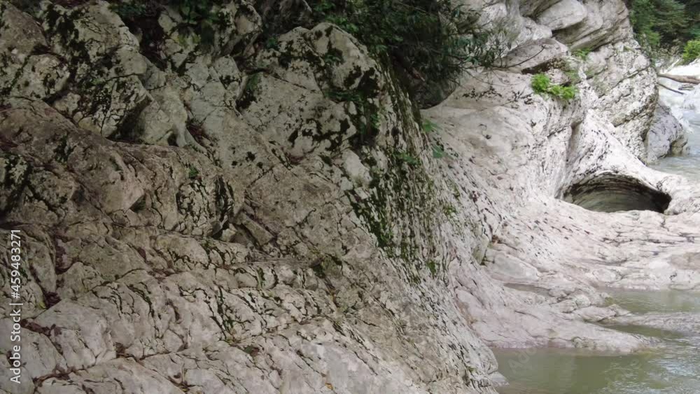 a mountain river flowing among the trees. a powerful water stream flowing down from the mountains a mountain river flowing among the trees. a powerful water stream flowing down from the mountains