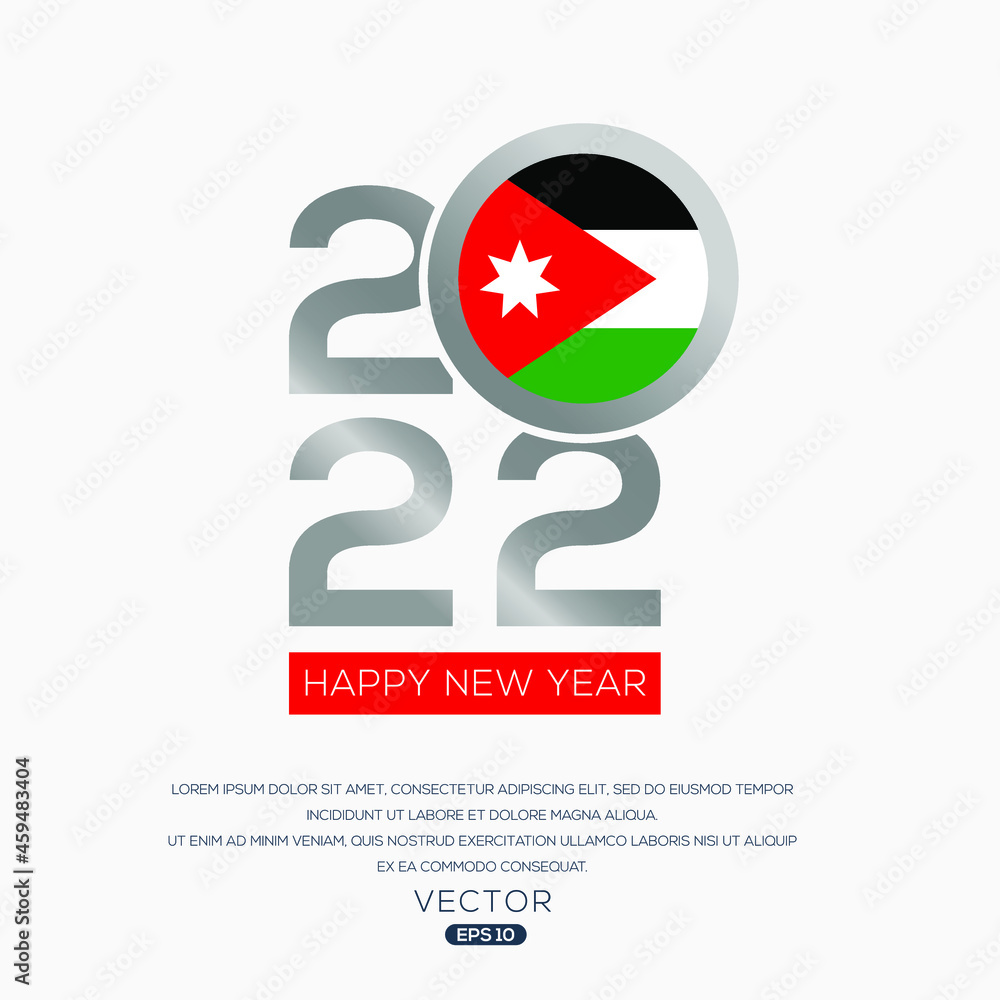 Obraz premium Creative Jordon Flag Design with 2022 Year, Happy new Year.