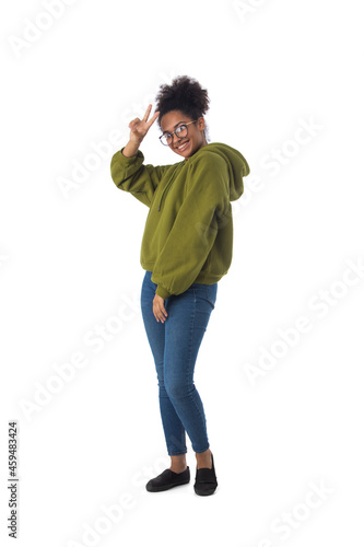 Black woman with peace sign