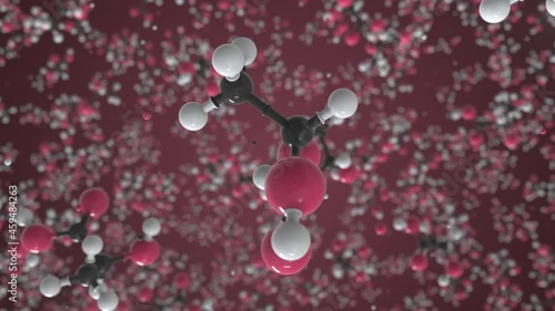 Molecule of lactic acid, conceptual molecular model. Scientific looping 3d animation