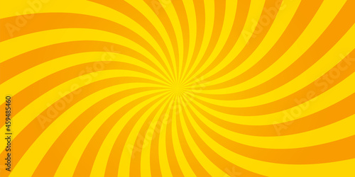 Sunburst retro sun rays yellow background. Abstract summer yellow comic illustration. Vintage pop art radial yellow texture. Stock vector