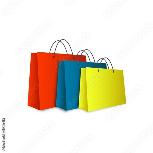 SPECTACULAR COLORFUL SHOPPING BAGS ON WHITE BACKGROUND BLACK FRIDAY CONCEPT, VECTOR