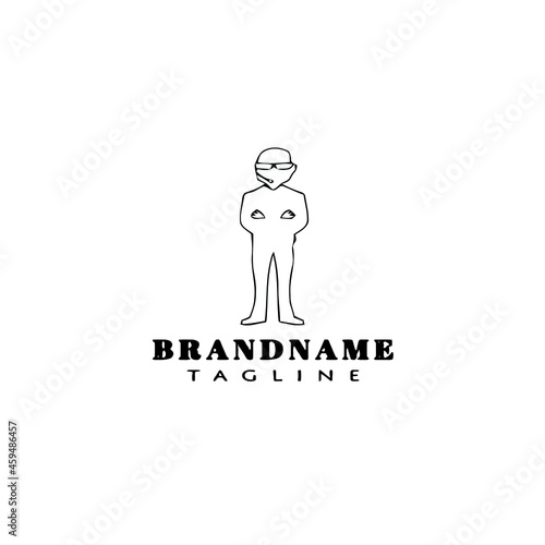 bouncer logo cartoon icon template black isolated vector illustration