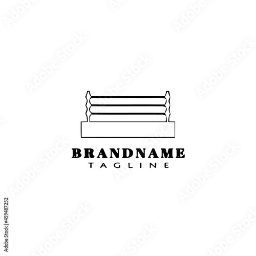 boxing ring cartoon logo icon design template black isolated vector illustration