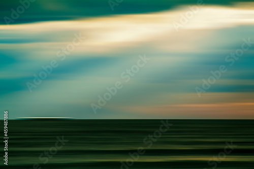 Abstract seascape background, motion blurred, long exposure.