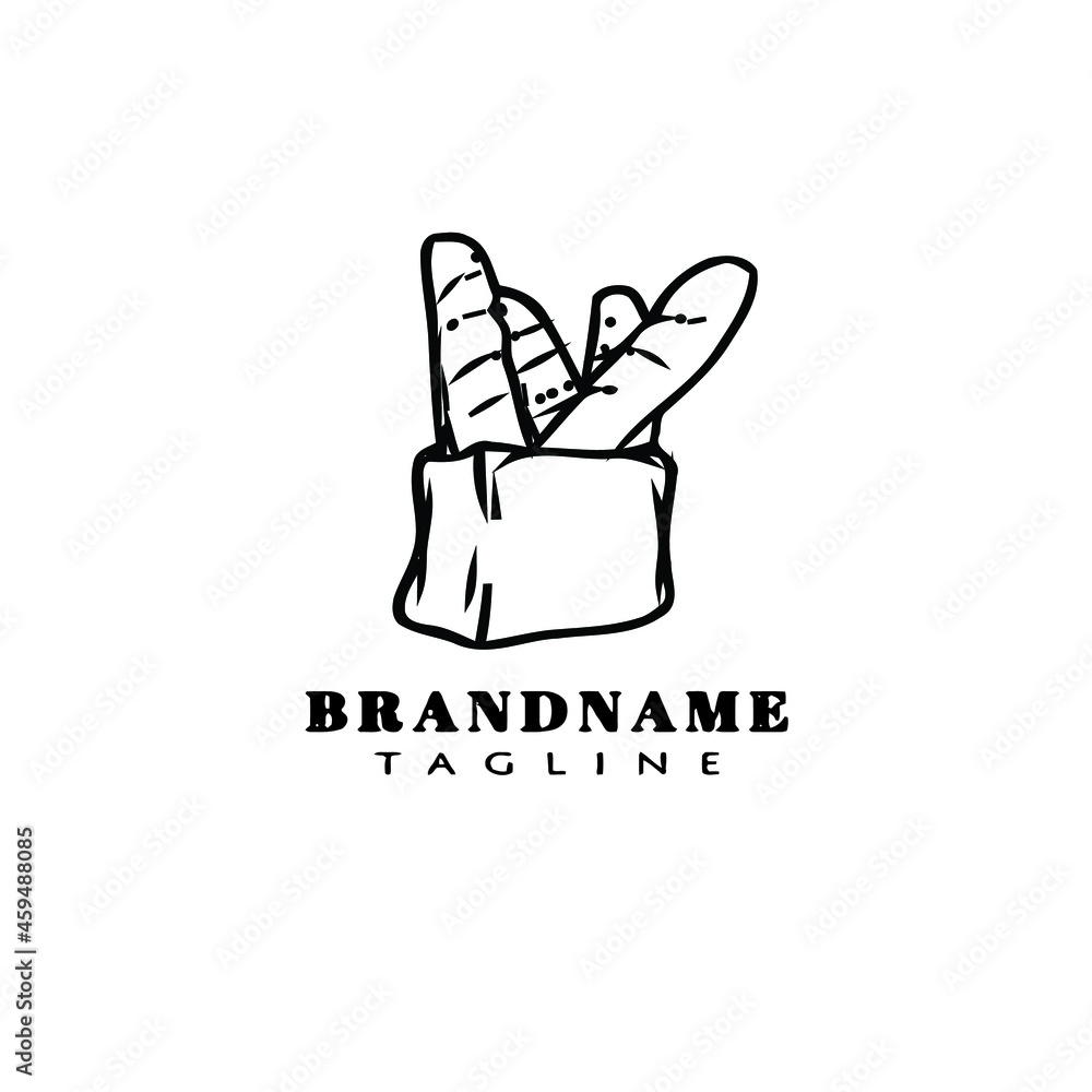 bread cartoon logo icon cute template black isolated vector illustration bread cartoon logo icon cute template black isolated vector illustration