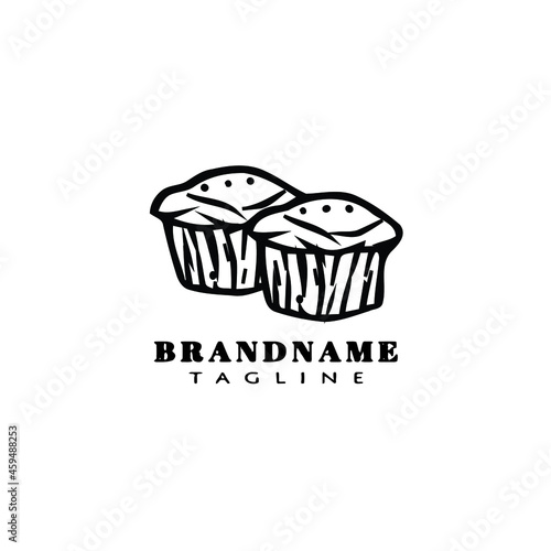 bread cartoon logo icon design template black isolated cute illustration