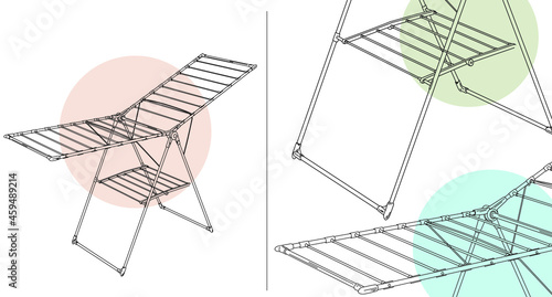 Vector illustration of collapsible clothes hanger isolated on white background