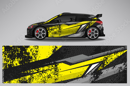 Wrap car vector design decal. Graphic abstract line racing background design for vehicle, race car, rally, adventure livery camouflage.