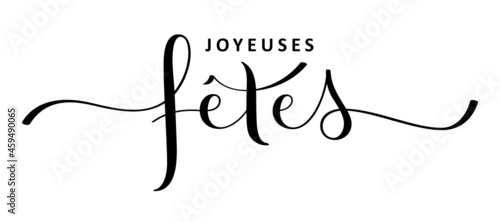 Bannière calligraphique vecteur noir JOYEUSES FETES