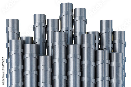 3D illustration of reinforcements steel TMT bar bunch. 3D Render