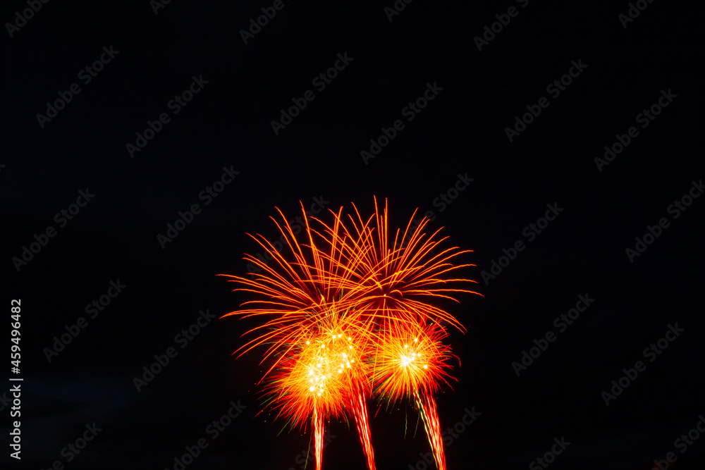Fireworks display, long exposure, horizontal format