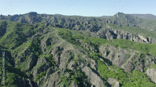 Mountainous terrain in Georgia, hiking trail on the mountain
