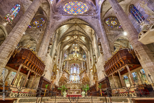 Palma de Mallorca cathedral indoor. Balearic islands. Spain photo