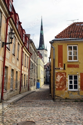 Buidlings along a street in the Old Town, Tallinn, Estonia