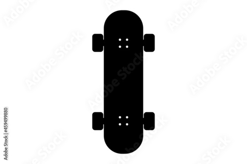 broken skateboard icon sign top view, isolated on a white background.