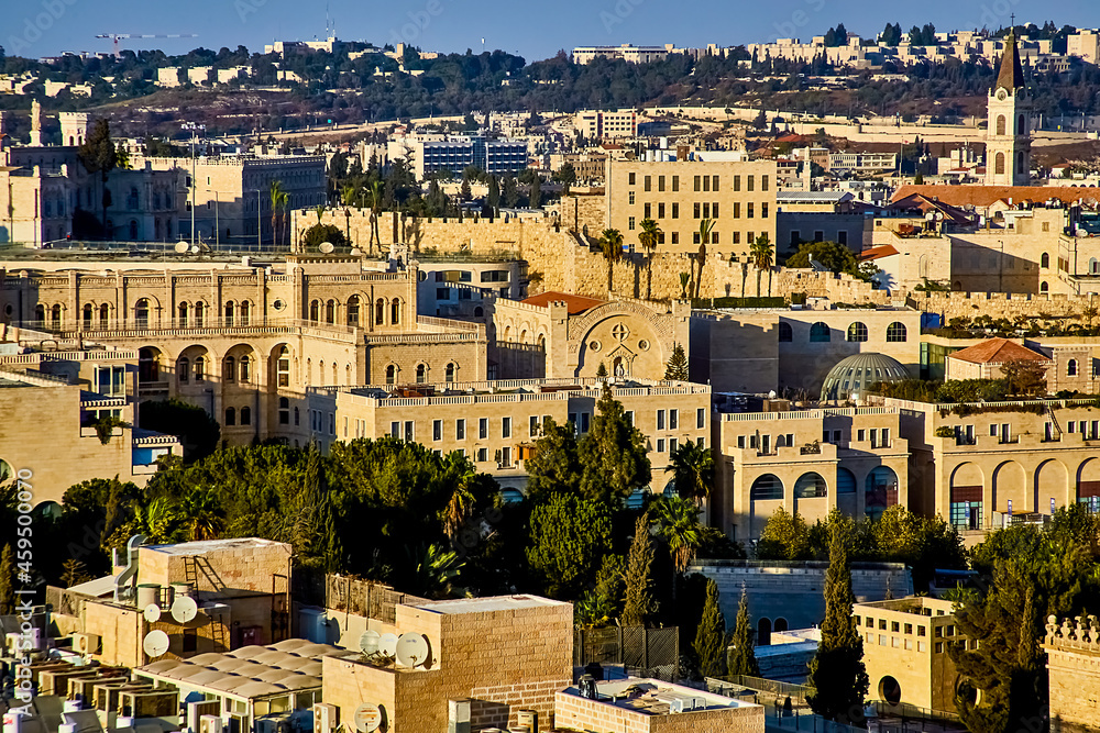 view of the city of Jerusalem from the tower of YMCA Jerusalem, Israel