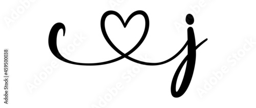 cj, jc, letters with heart Monogram, monogram wedding logo. Love icon, couples Initials, lower case, connecting HEART, home decor,
