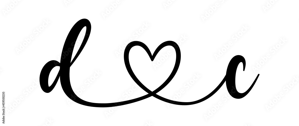 dc, cd, letters with heart Monogram, monogram wedding logo. Love icon, couples Initials, lower case, connecting HEART, home decor, dc, cd, letters with heart Monogram, monogram wedding logo. Love icon, couples Initials, lower case, connecting HEART, home decor,