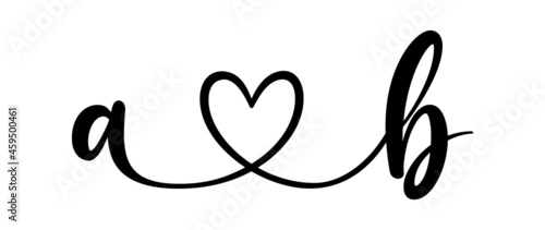 ab, ba, letters with heart Monogram, monogram wedding logo. Love icon, couples Initials, lower case, connecting HEART, home decor,