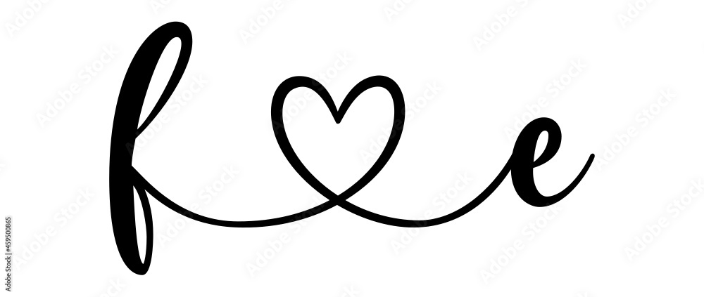 Obraz premium fe, ef, letters with heart Monogram, monogram wedding logo. Love icon, couples Initials, lower case, connecting HEART, home decor,