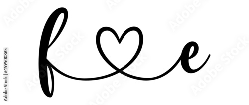 fe, ef, letters with heart Monogram, monogram wedding logo. Love icon, couples Initials, lower case, connecting HEART, home decor,