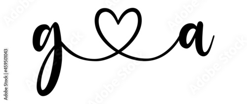 ga, ag, letters with heart Monogram, monogram wedding logo. Love icon, couples Initials, lower case, connecting HEART, home decor,