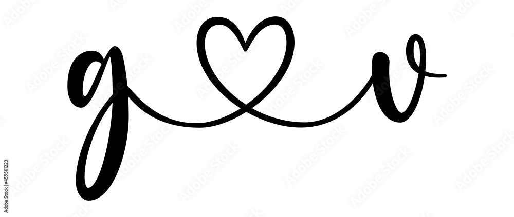 gv, vg, letters with heart Monogram, monogram wedding logo. Love icon, couples Initials, lower case, connecting HEART, home decor,