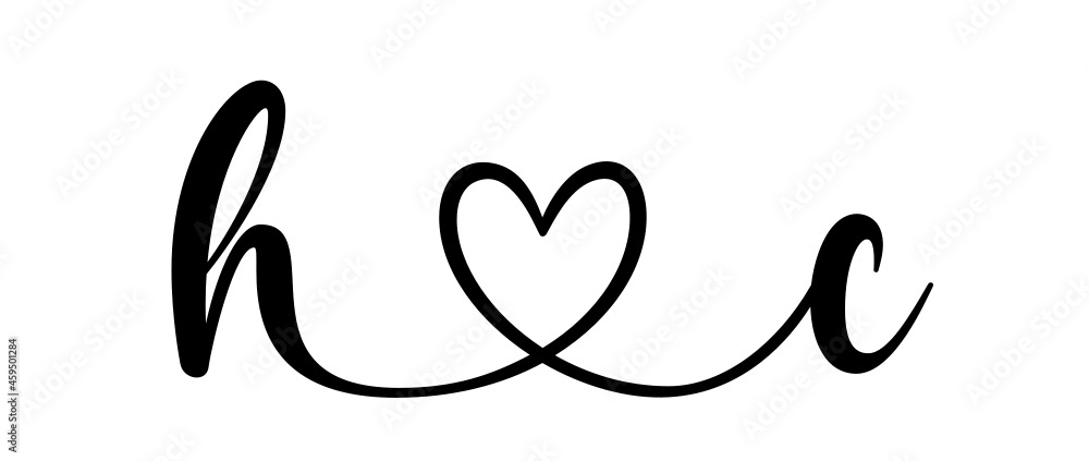 hc, ch, letters with heart Monogram, monogram wedding logo. Love icon, couples Initials, lower case, connecting HEART, home decor, hc, ch, letters with heart Monogram, monogram wedding logo. Love icon, couples Initials, lower case, connecting HEART, home decor,