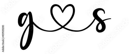 gs, sg, letters with heart Monogram, monogram wedding logo. Love icon, couples Initials, lower case, connecting HEART, home decor,