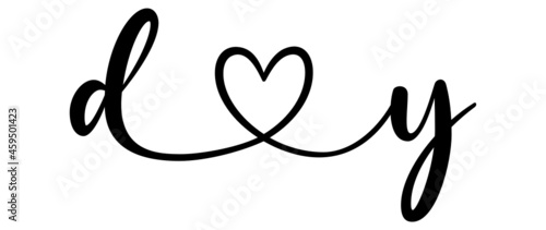 dy, yd, letters with heart Monogram, monogram wedding logo. Love icon, couples Initials, lower case, connecting HEART, home decor,