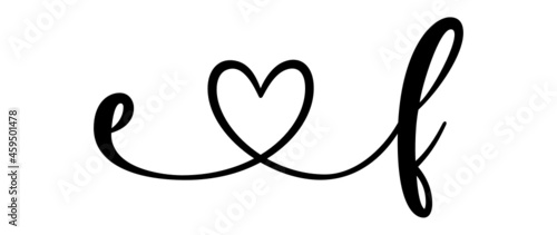 ef, fe, letters with heart Monogram, monogram wedding logo. Love icon, couples Initials, lower case, connecting HEART, home decor,