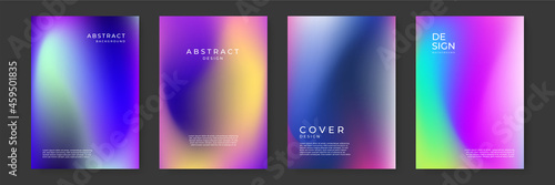 Blurred backgrounds set with modern abstract blurred color gradient patterns on white. Smooth templates collection for brochures, posters, banners, flyers and cards. Vector illustration.