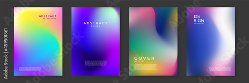Blurred backgrounds set with modern abstract blurred color gradient patterns on white. Smooth templates collection for brochures, posters, banners, flyers and cards. Vector illustration.