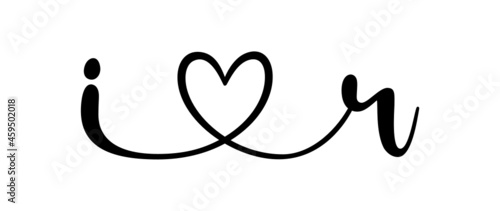 ir, ri, letters with heart Monogram, monogram wedding logo. Love icon, couples Initials, lower case, connecting HEART, home decor,
